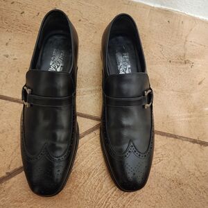 Salvatore ferragamo mens black wingtip loafer